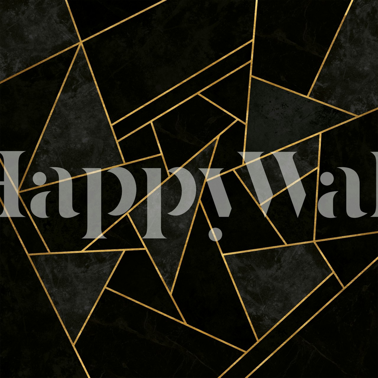 Cracked Night Black Mosaic wallpaper in a room