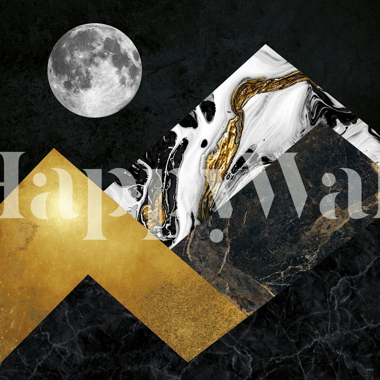 Magical mountains and moon wallpaper in a room