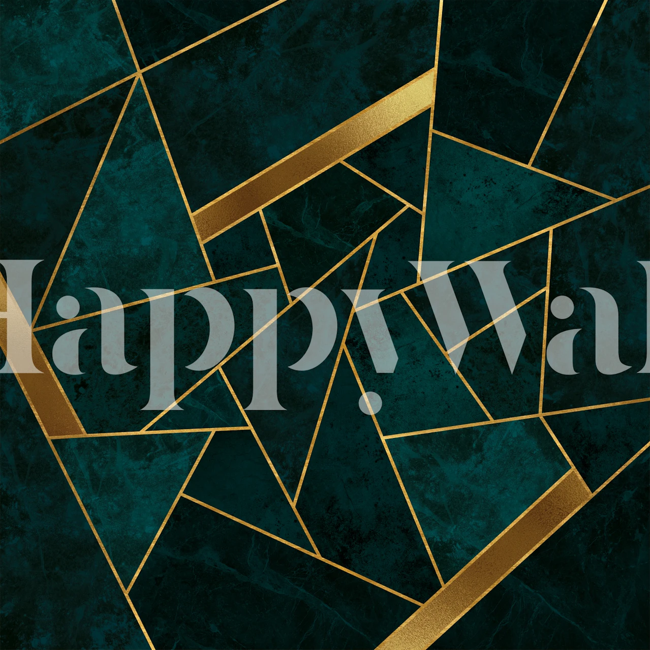 Luxe Dark Teal and Gold Mosaic Design Behang