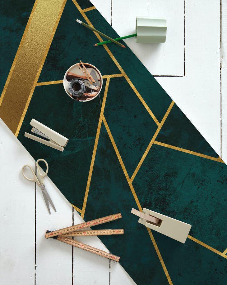 Buy Dark Teal And Gold Mosaic Wallpaper Free Us Shipping At Happywall Com