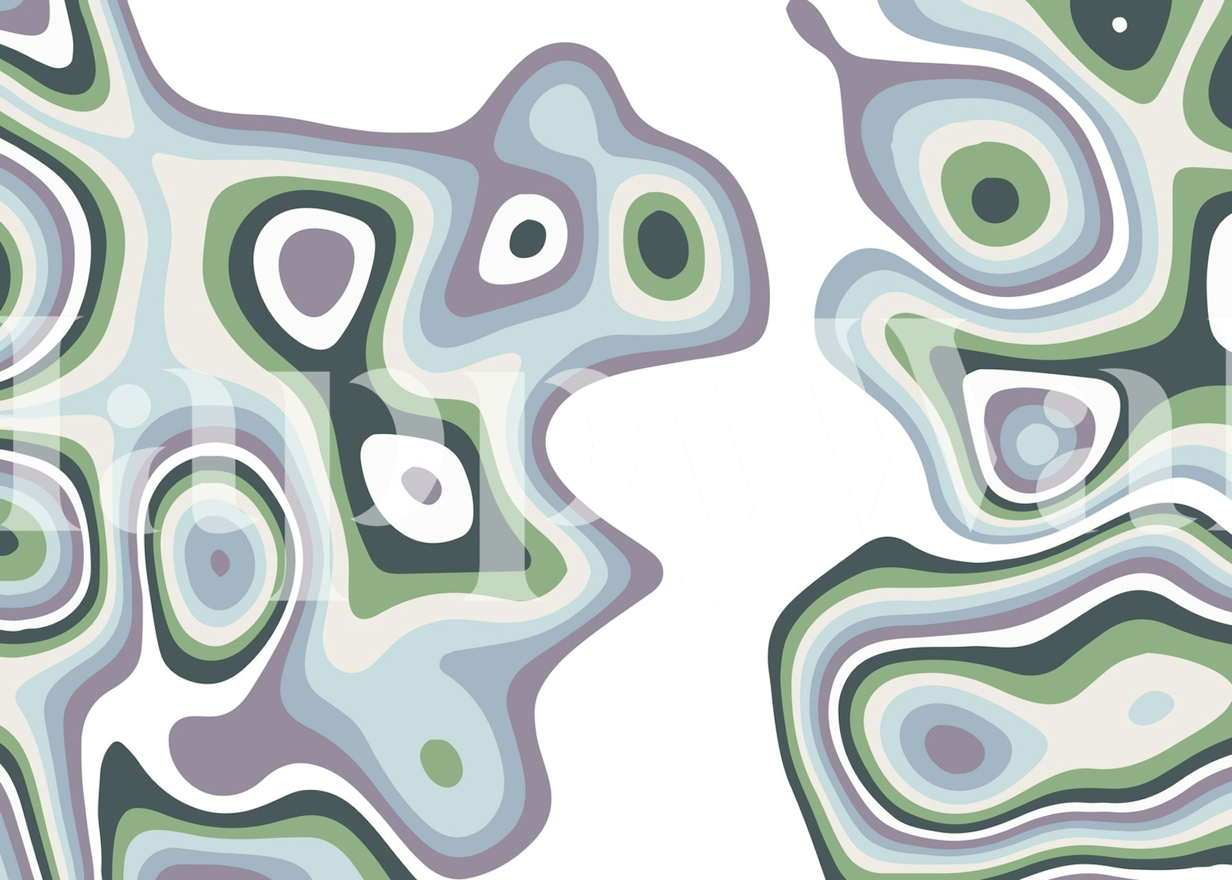 Abstract organic pattern in shades of green and blue wallpaper