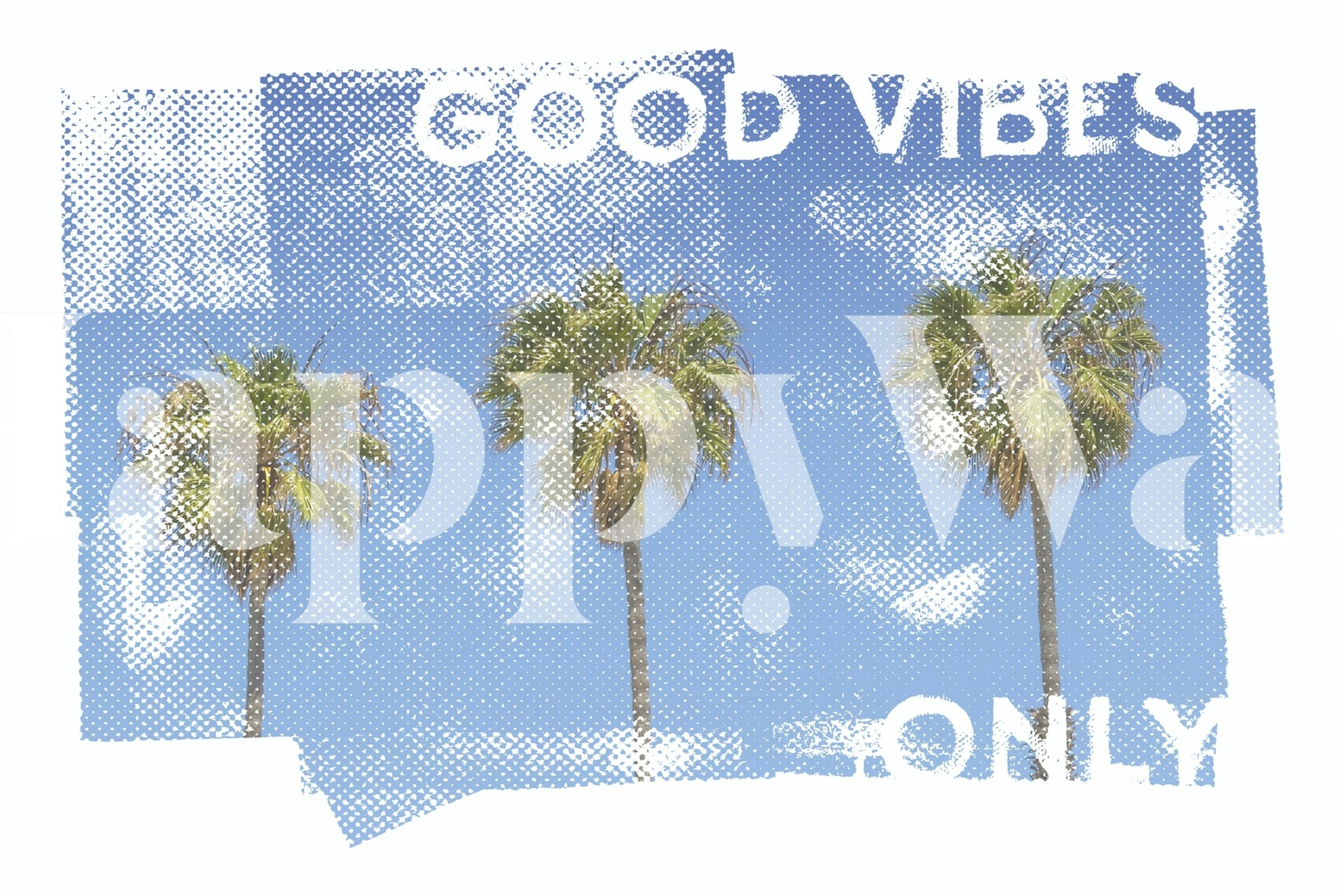 Palm trees wallpaper in a bright room