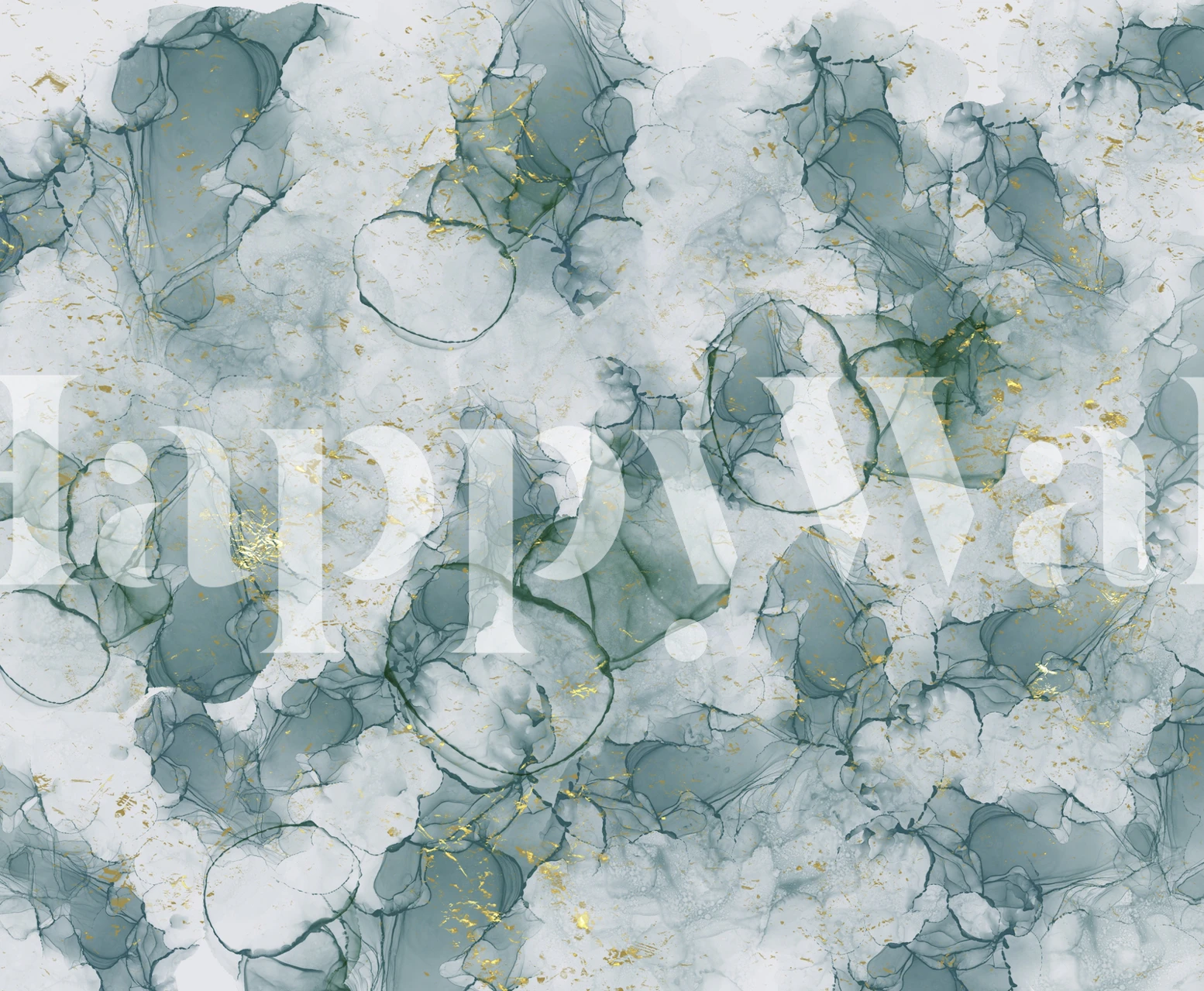 Teal And Gold Alcohol Ink Art tapet i et rum