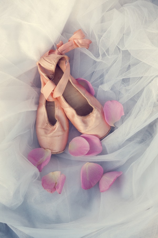 Ballet Shoes And Rose Petals