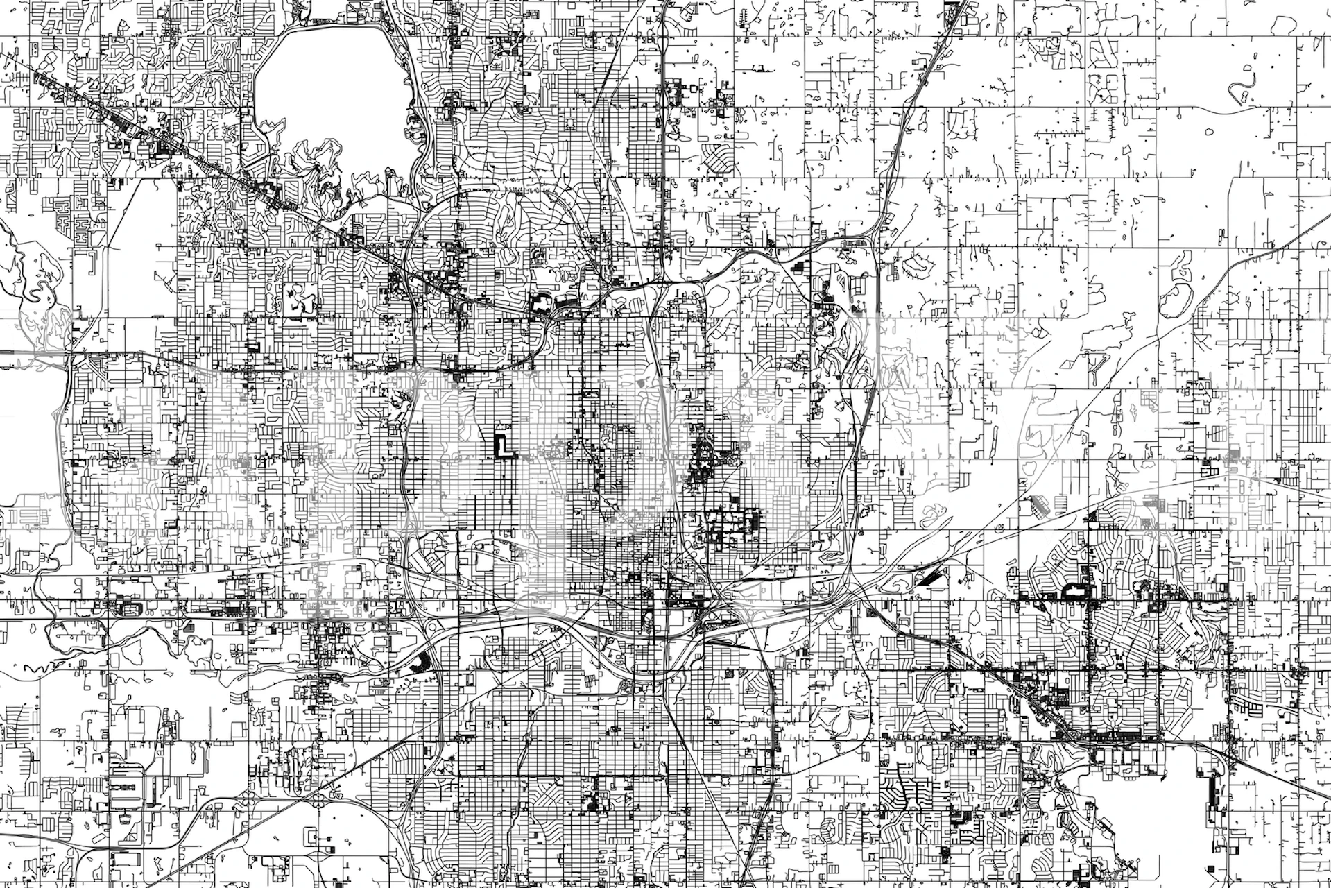Oklahoma City Map Wallpaper Mural - Detailed Design