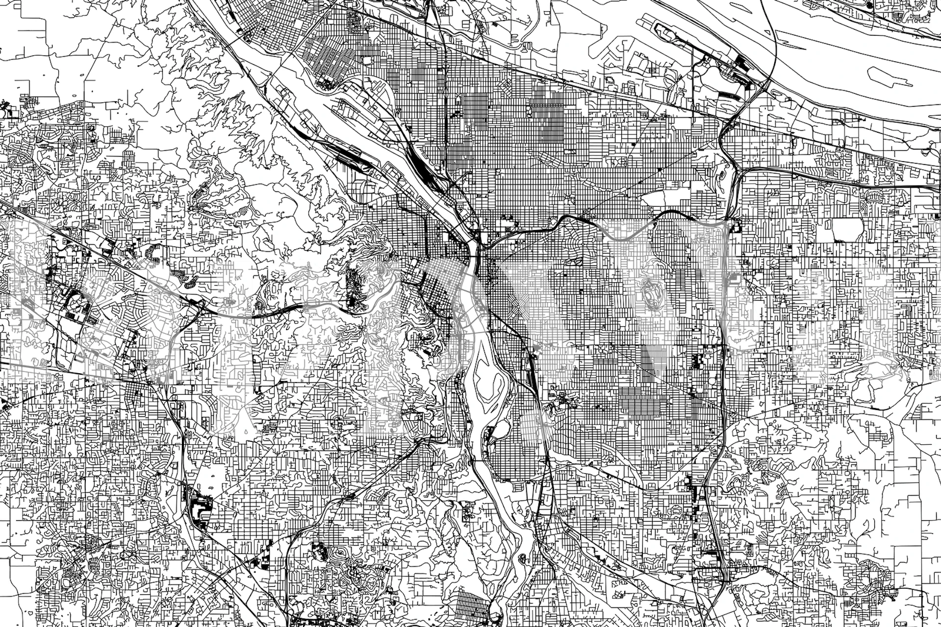 Carta da parati Portland Oregon Map esposta in una stanza