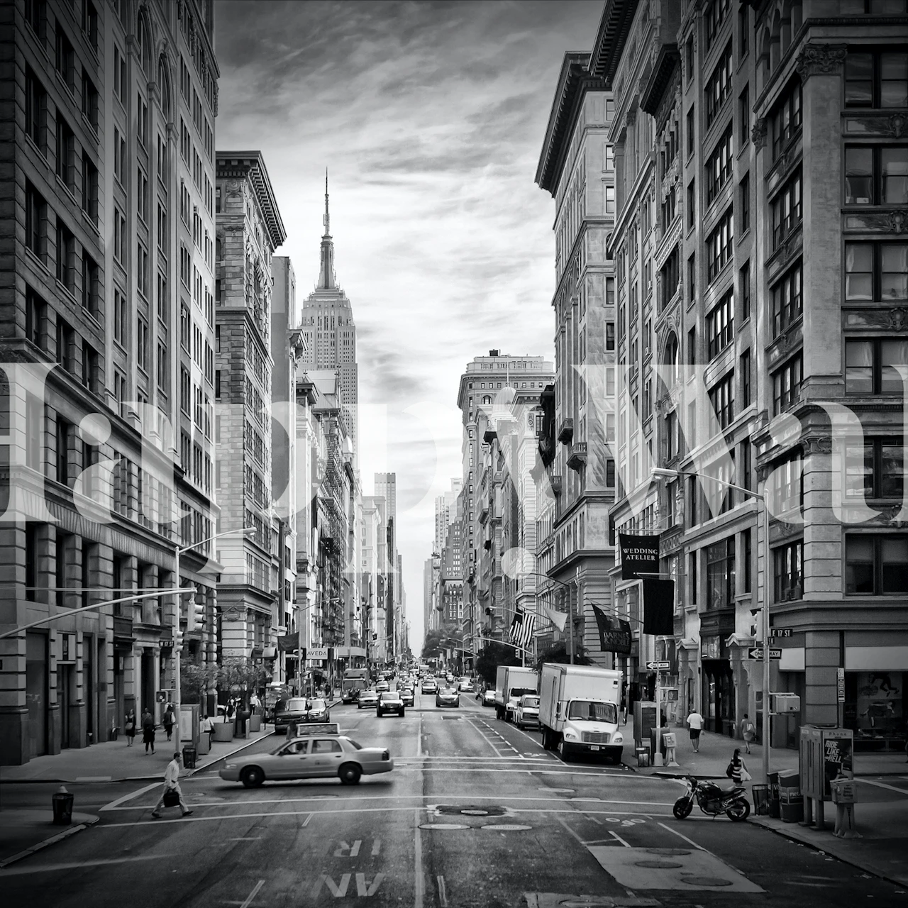 NYC 5th Avenue Monochrome wallpaper in a room