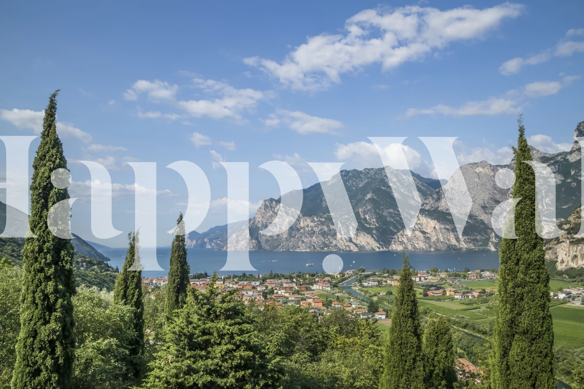 Torbole View To Lake Garda Tapet I Et Rum