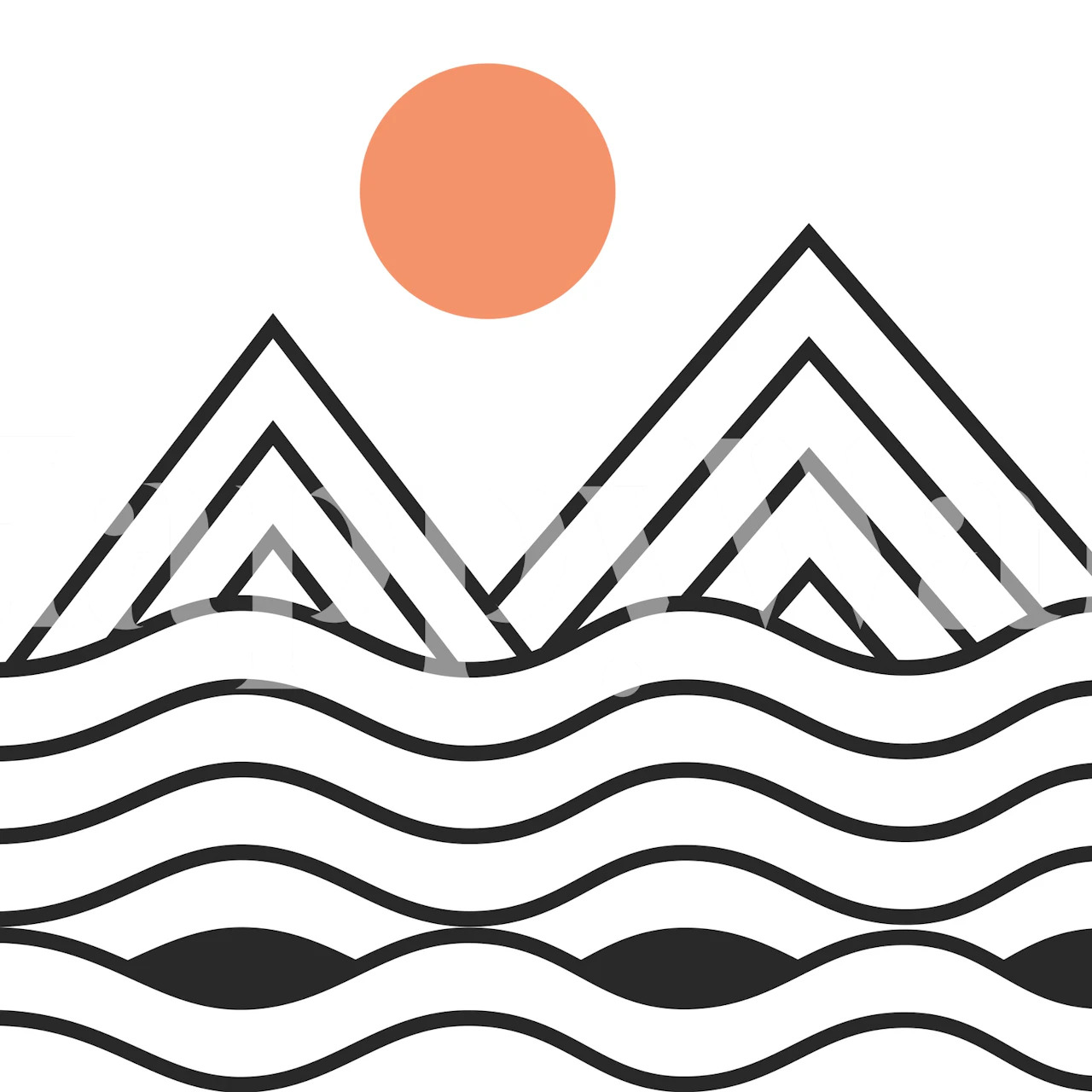 Sunset minimalist wallpaper in a room