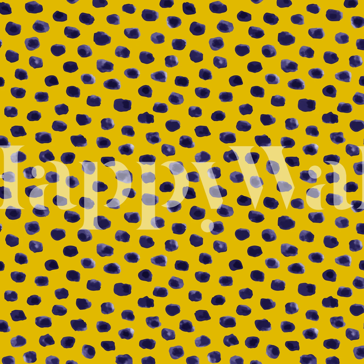Yellow wallpaper with blue dots, modern abstract design