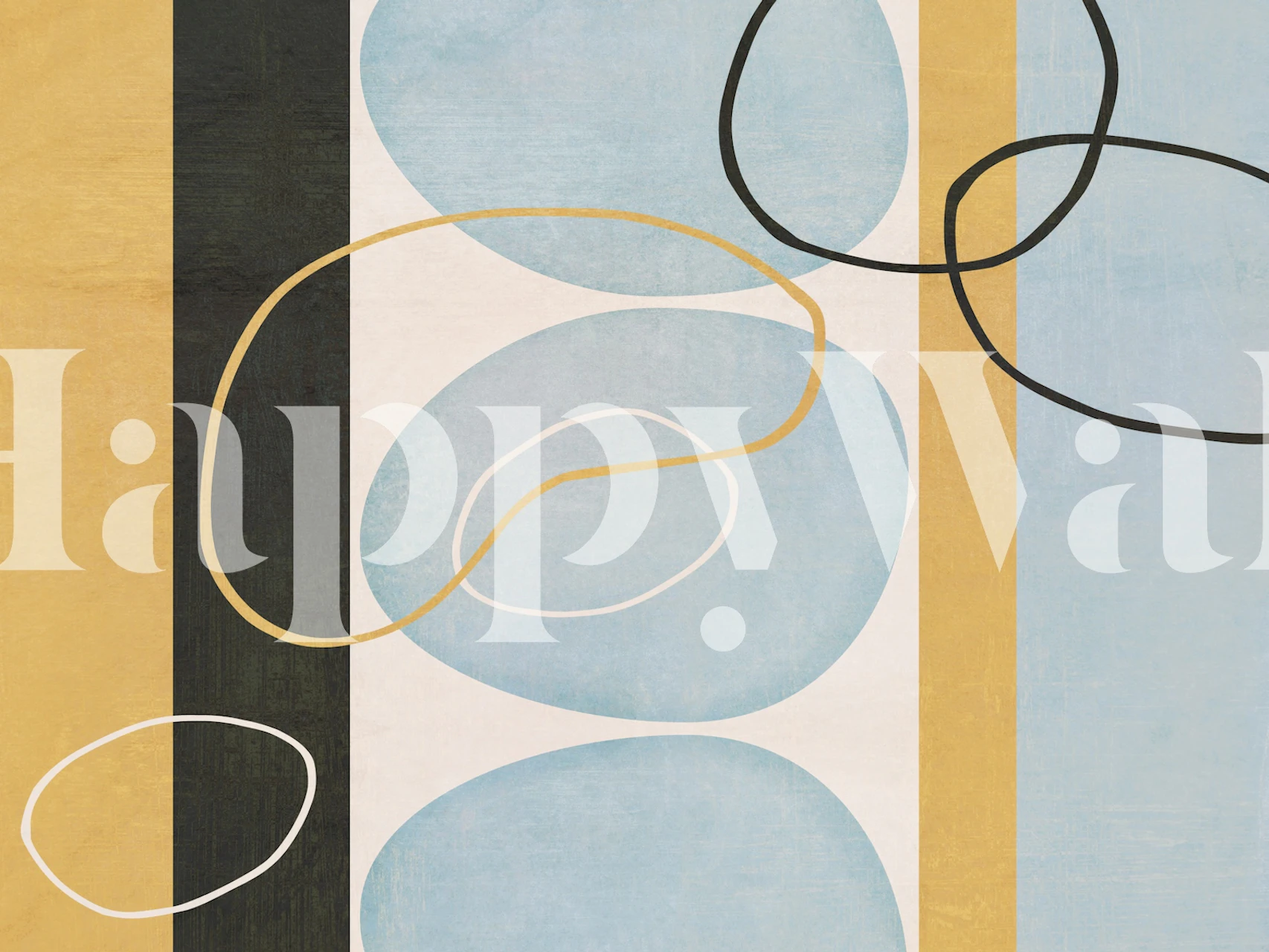 Abstract Vintage Shapes and Lines Wall Mural in Pastel Tones