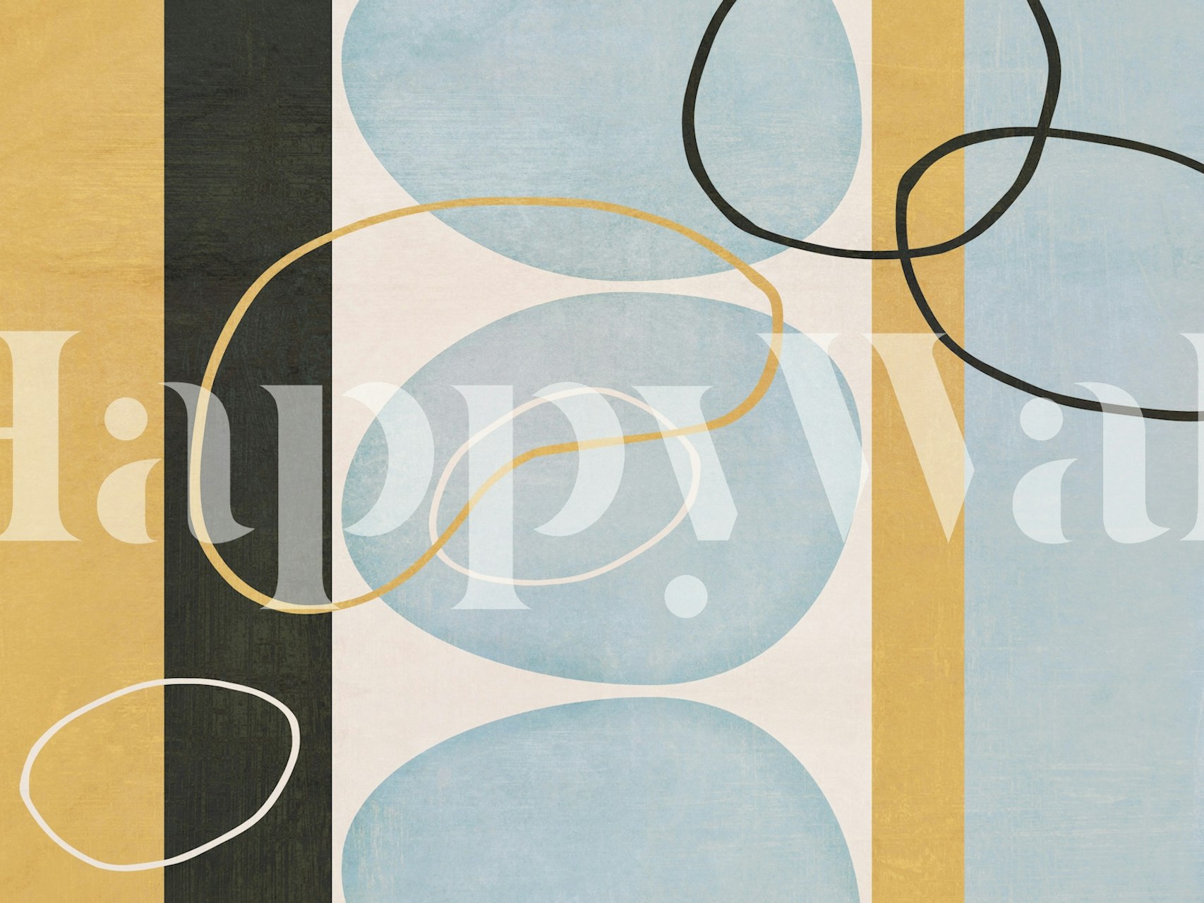 Abstract Vintage Shapes and Lines Wall Mural in Pastel Tones