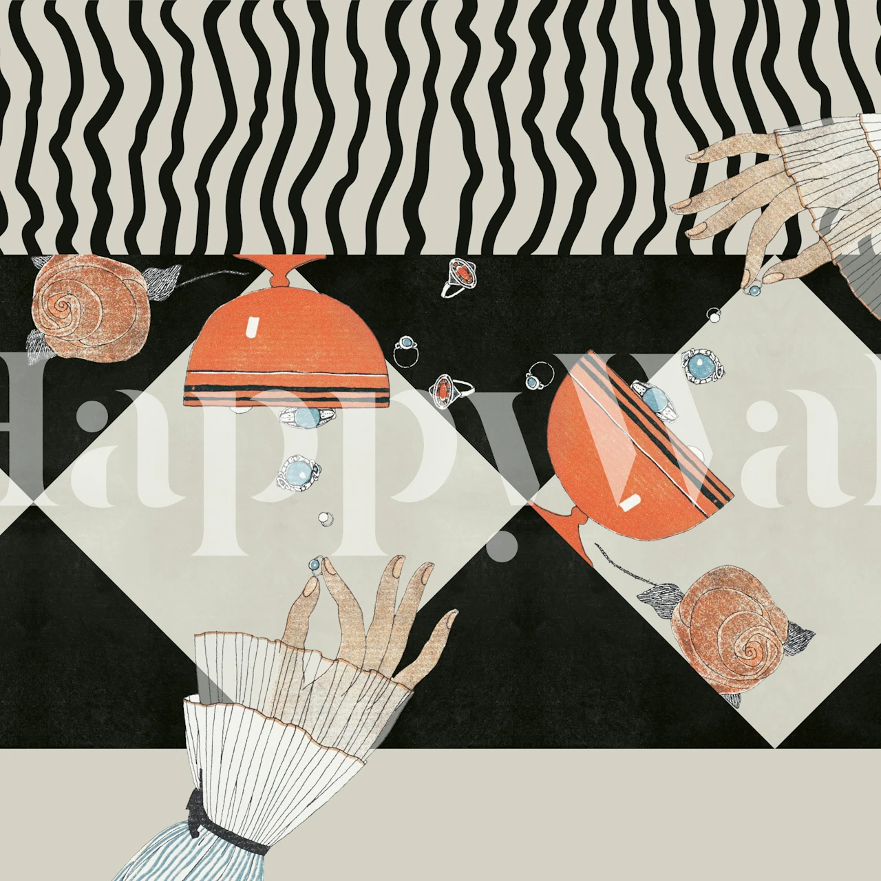 Dada Art Wallpaper Displayed In A Room