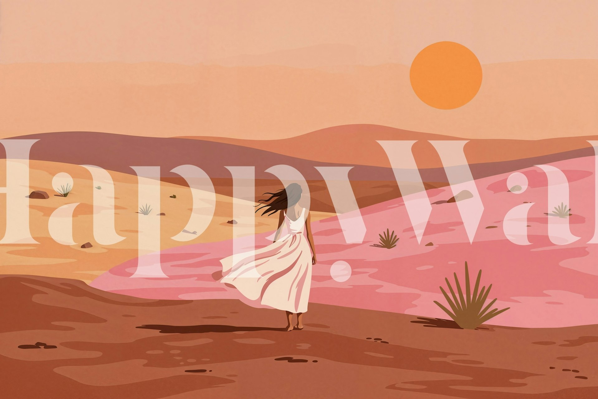 Pink Desert wallpaper in a room