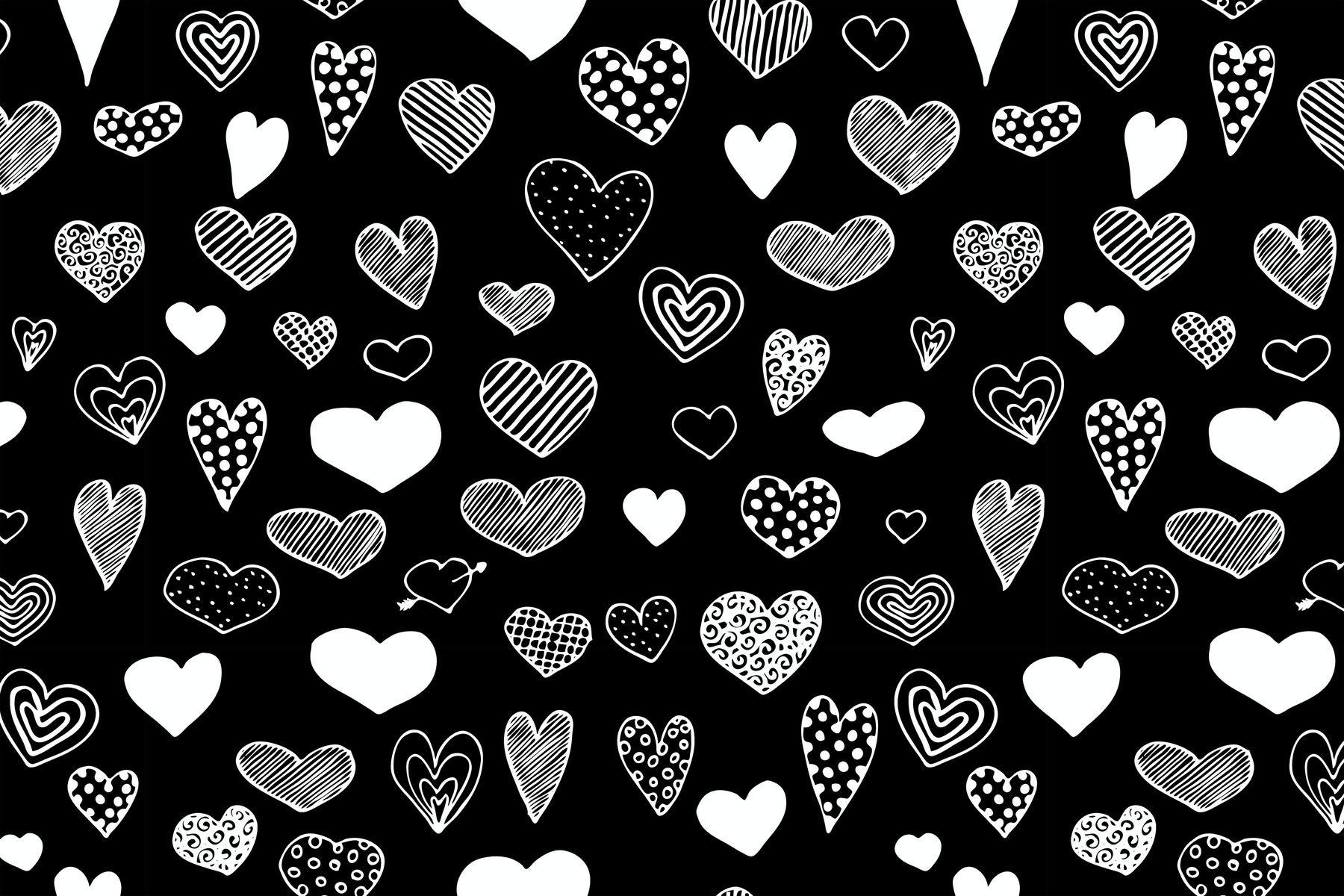 Heart Doodles Black and White wallpaper - Happywall
