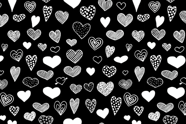 Heart Doodles Black and White