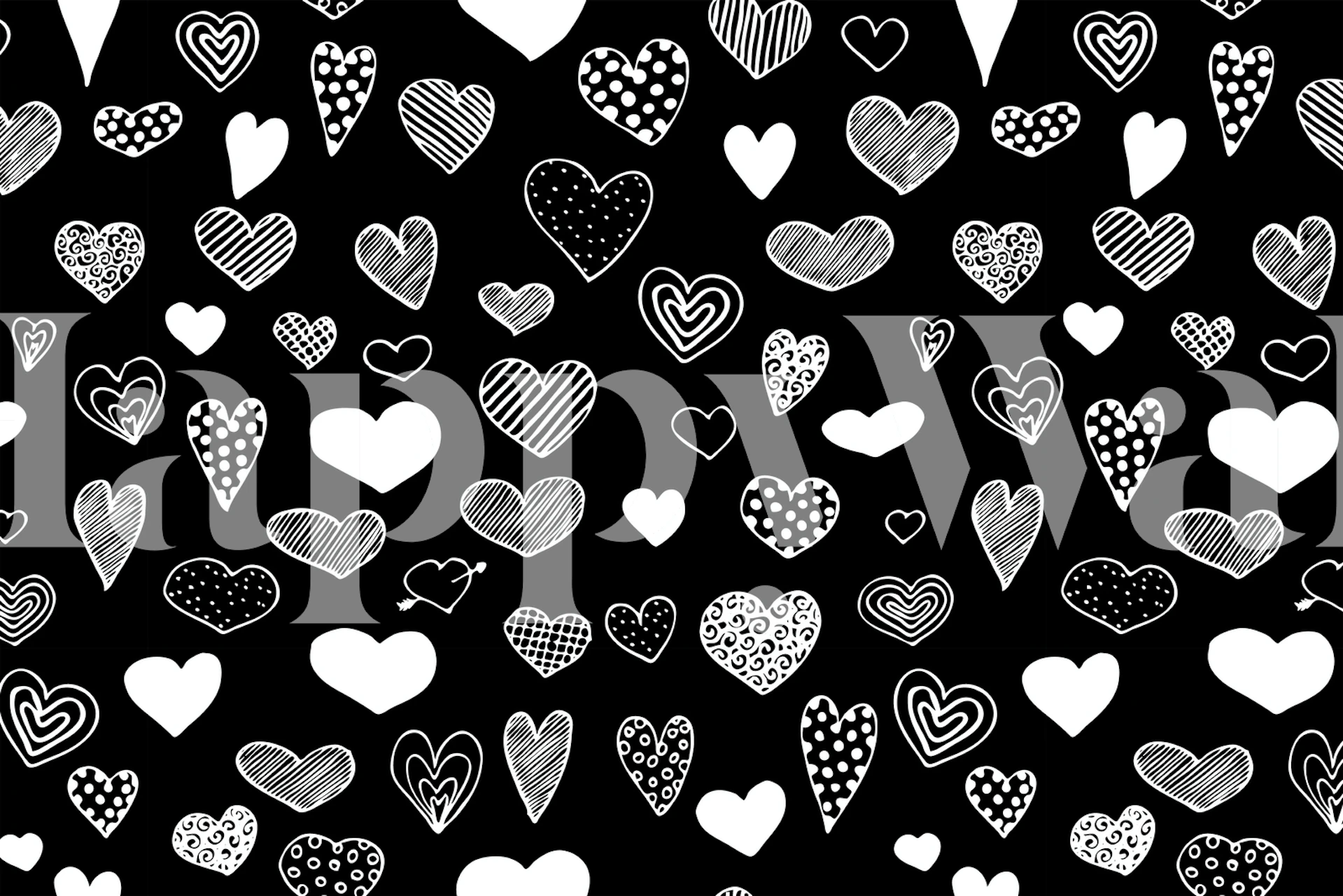 Heart doodles wallpaper in a room