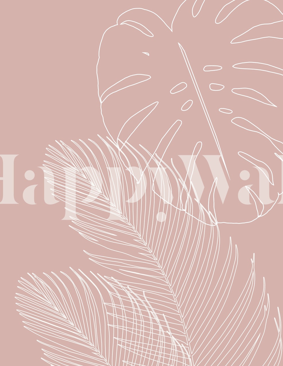 Papel pintado Monstera Palm Line Art en una habitación