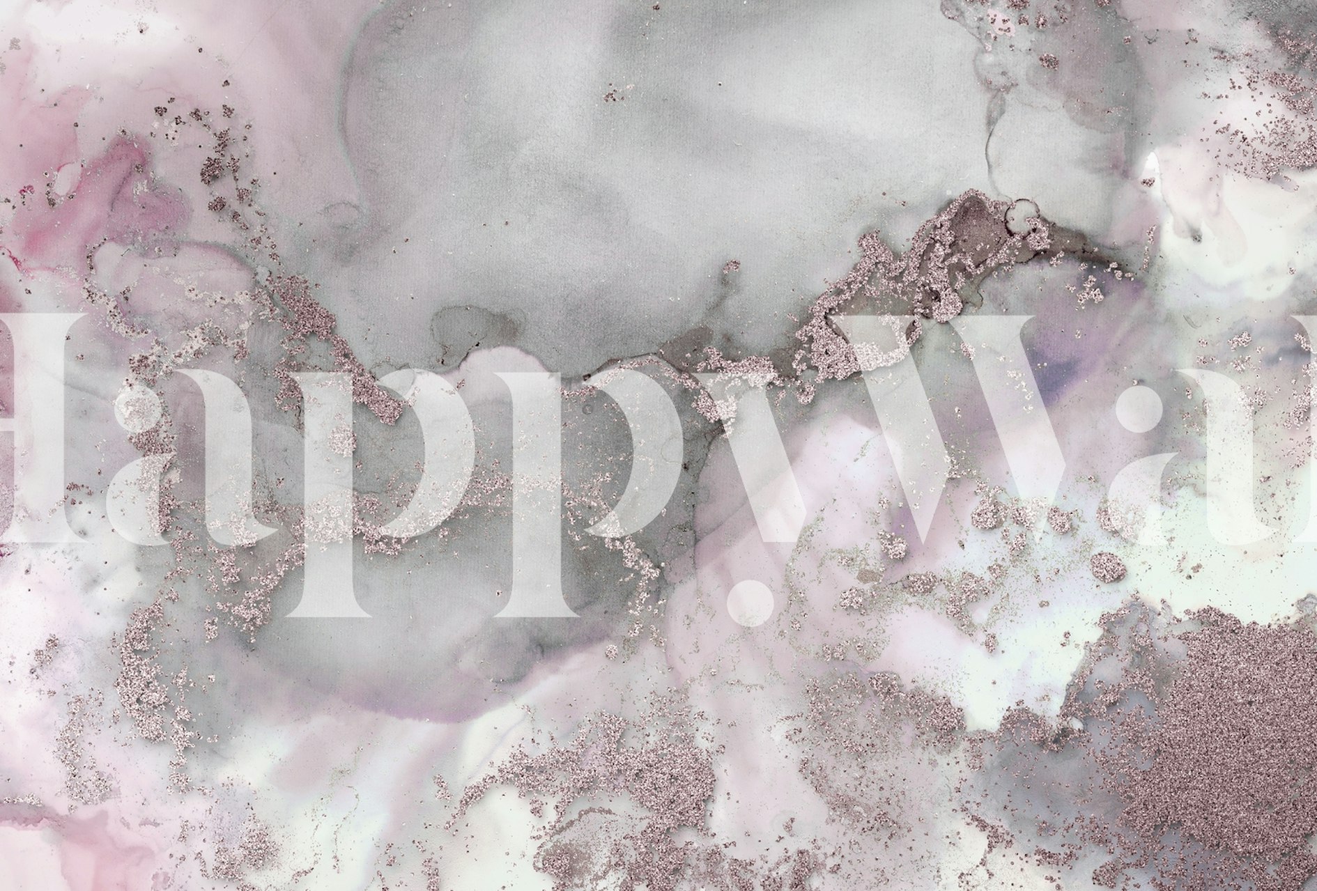 Alkoholbläck Konst Rosegold Pink tapet i ett rum