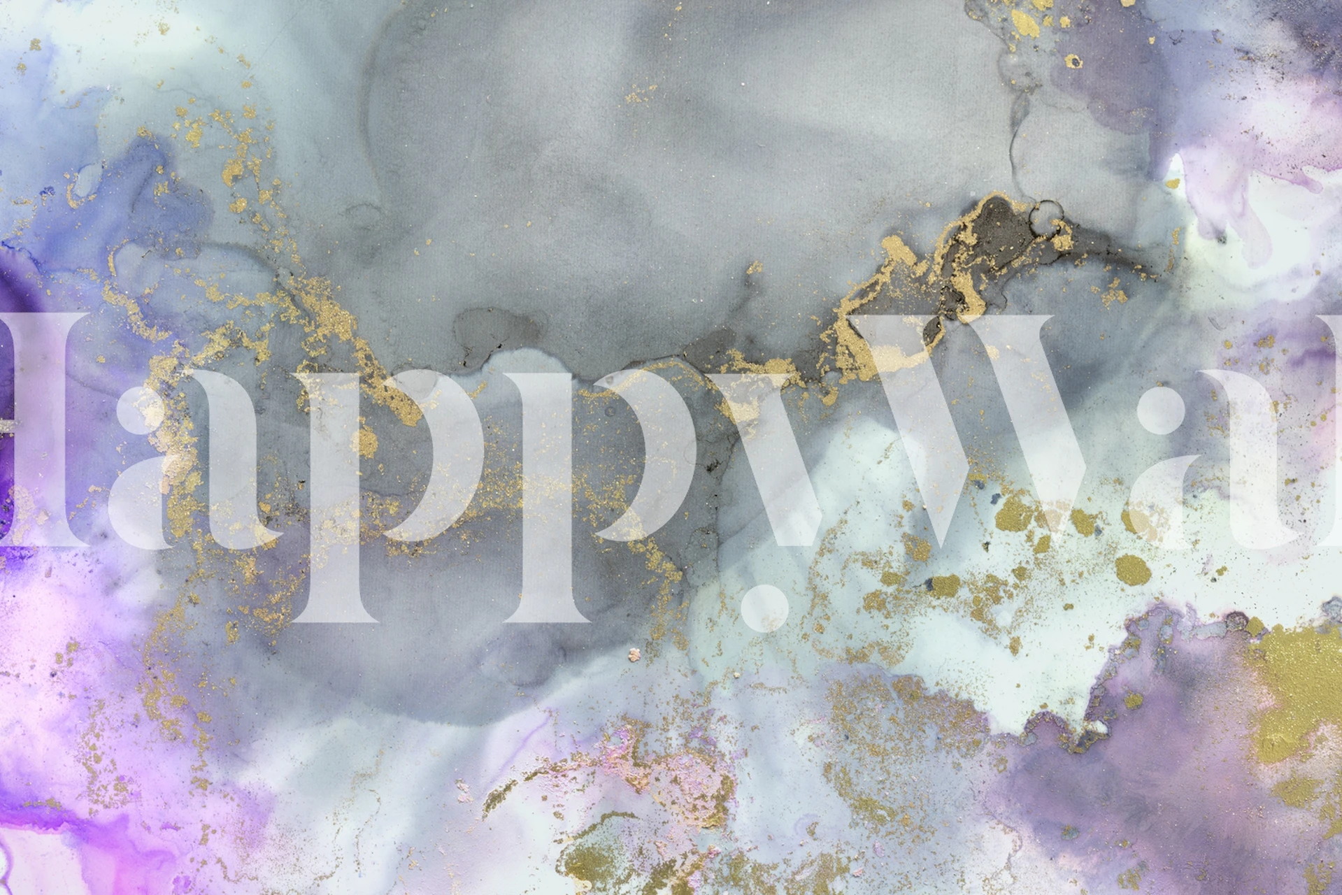 Alcohol Ink Grey Gold Marble wall mural with smoky grey and gold patterns