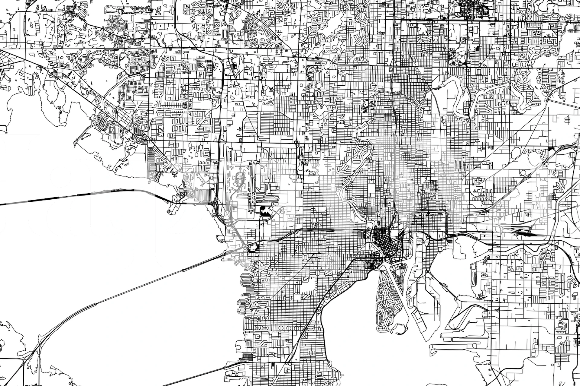 Tampa map design in black and white wallpaper
