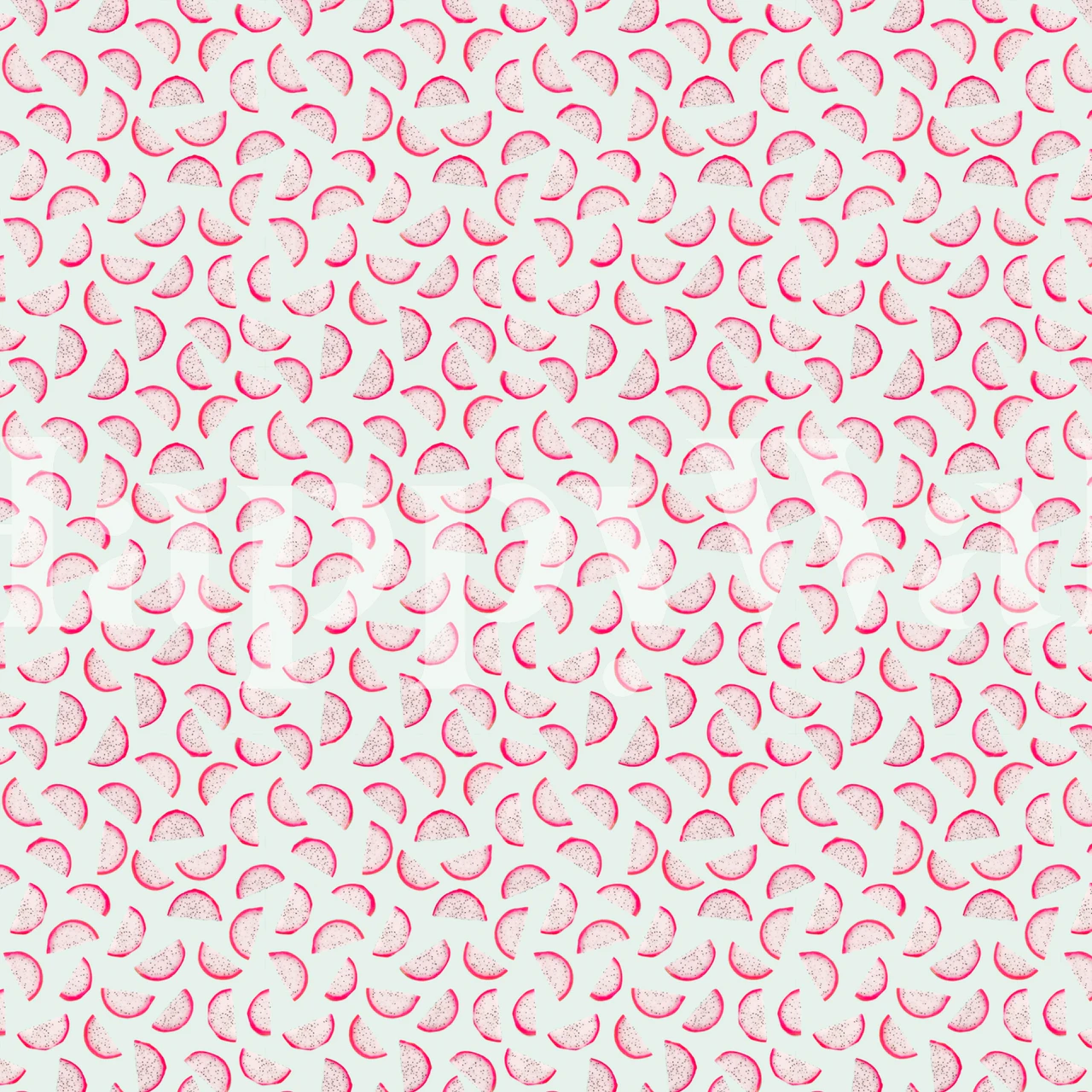 Abstract dragonfruit pattern wall mural with soft pink curves on white background
