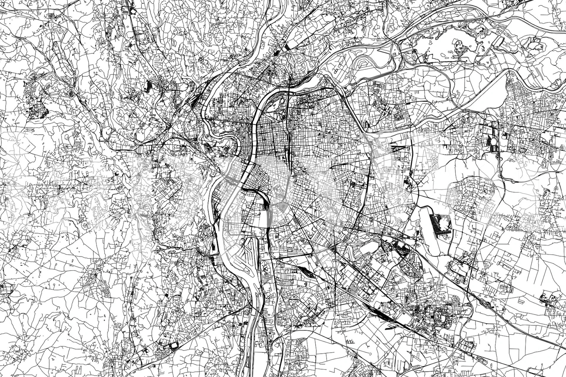 Lyon map wallpaper displayed in a room