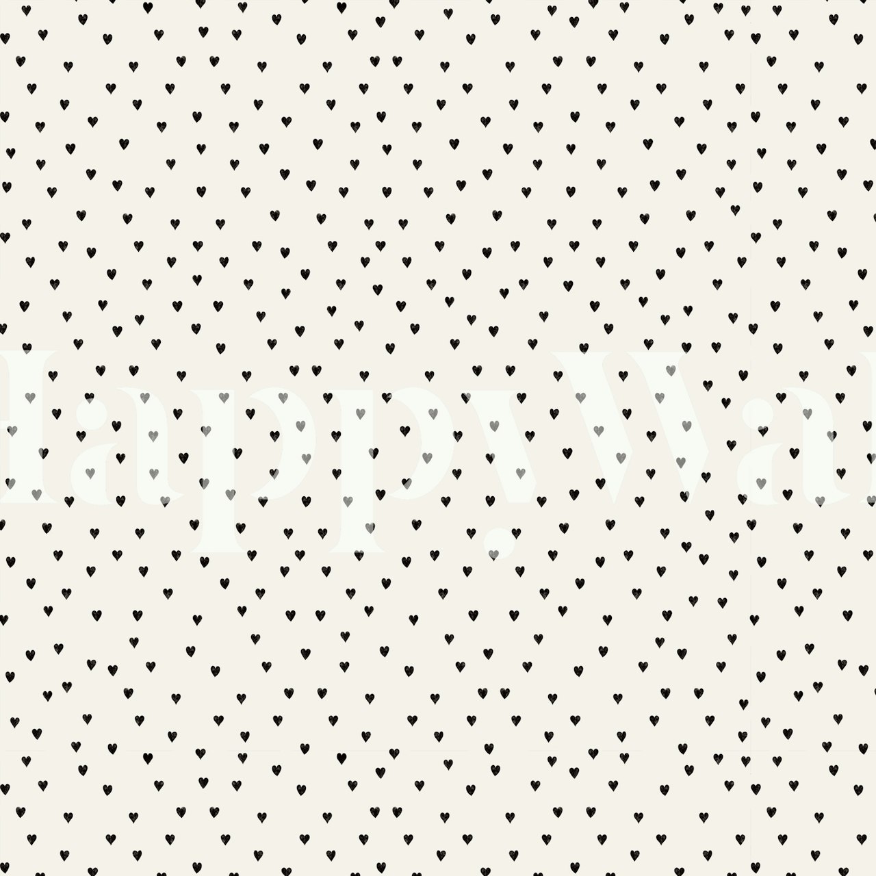 Small black hearts on a cream background wallpaper