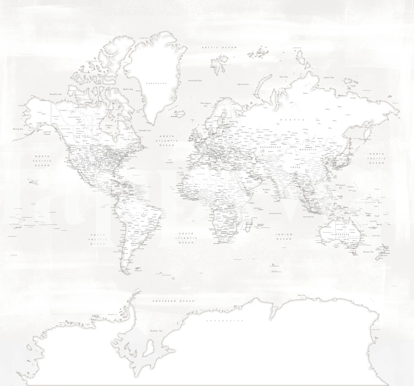 World Map Antarctica wallpaper displayed in a room