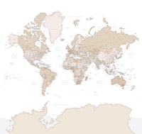 World map Antarctica Loui tapetit