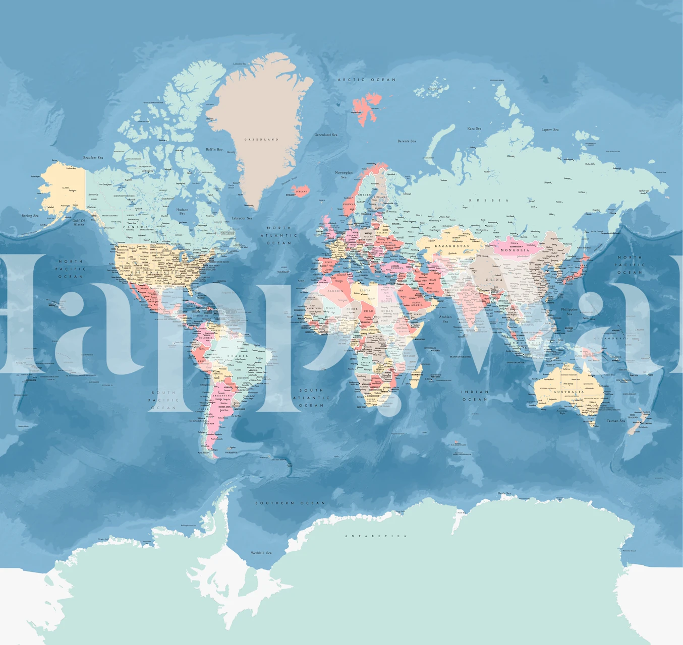 Tapeta World map of Antarctica v pokoji