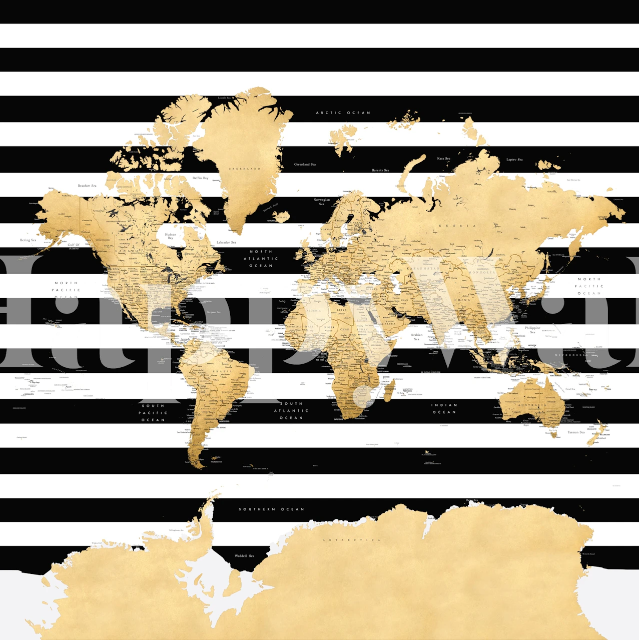 World Map Antarctica Harper wallpaper in a room