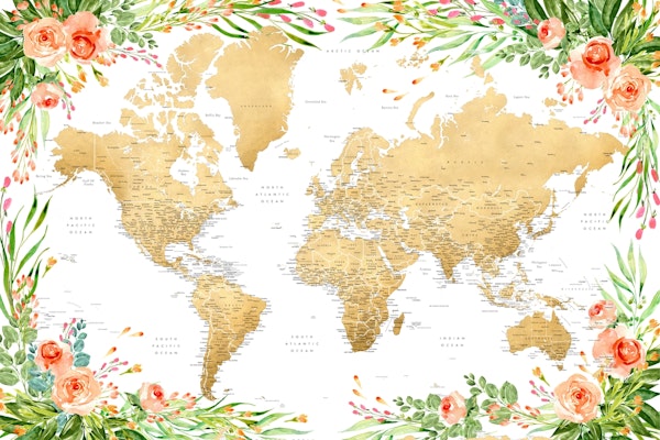 Floral world map Blythe