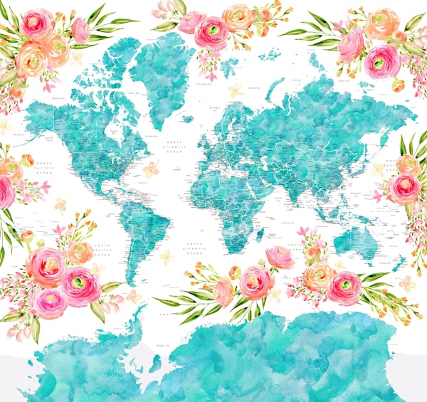 World map Halen Antarctica