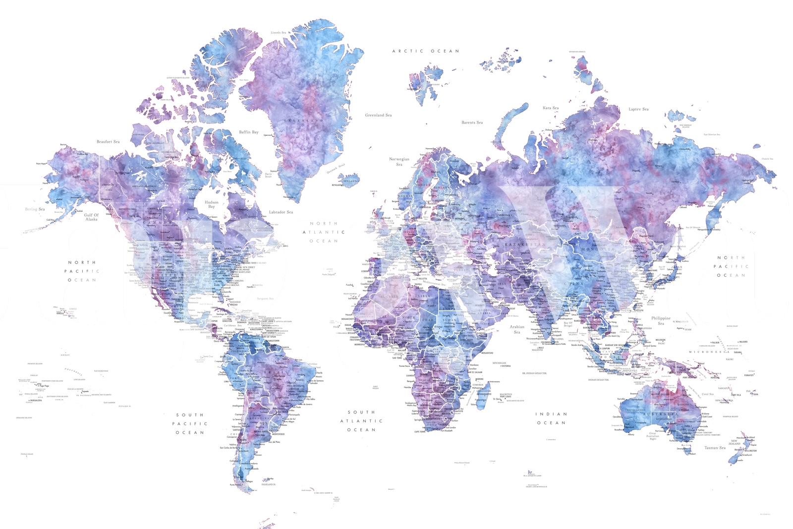 Colorful World Map Wallpaper Art
