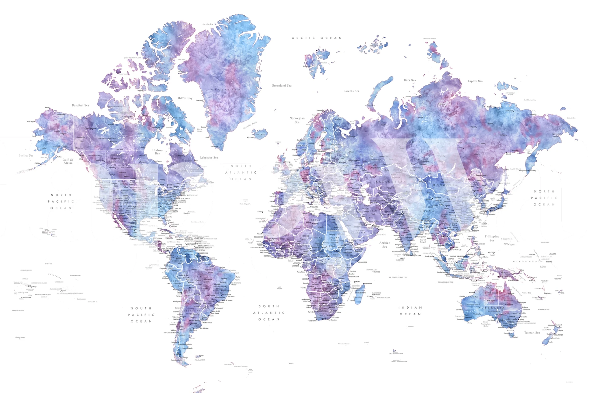 Detaljna karta svijeta Raul zidna slika