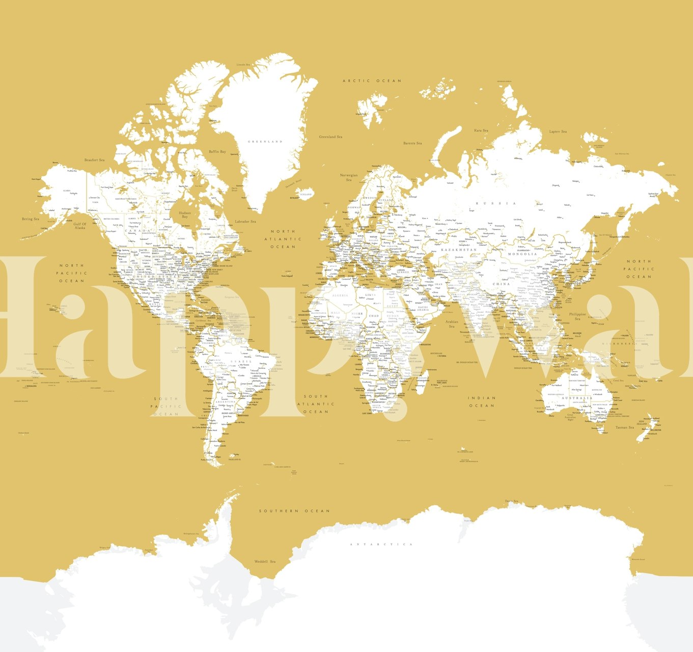 World map Tapete in einem stilvollen Raum