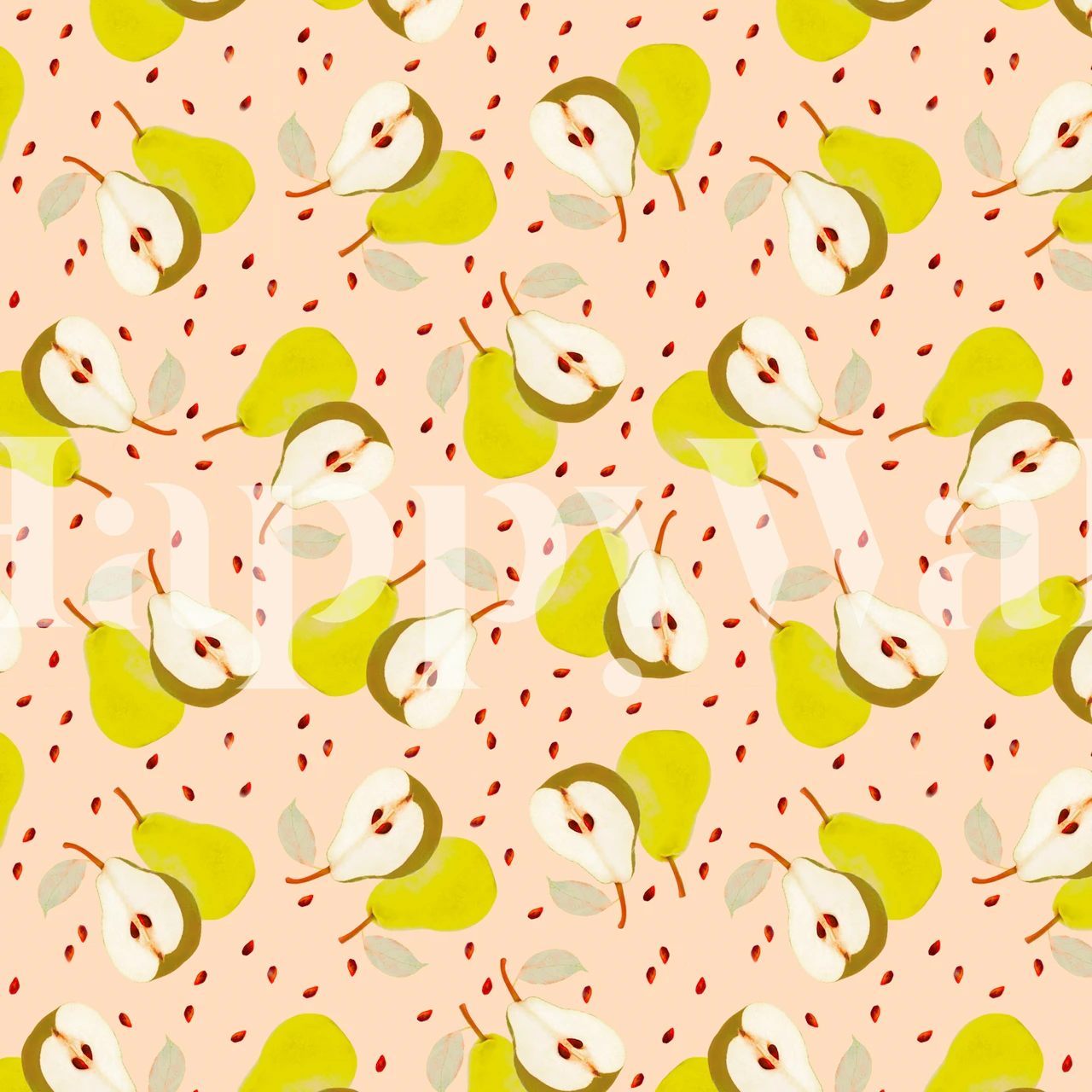 Yellow pear pattern with pink background wallpaper