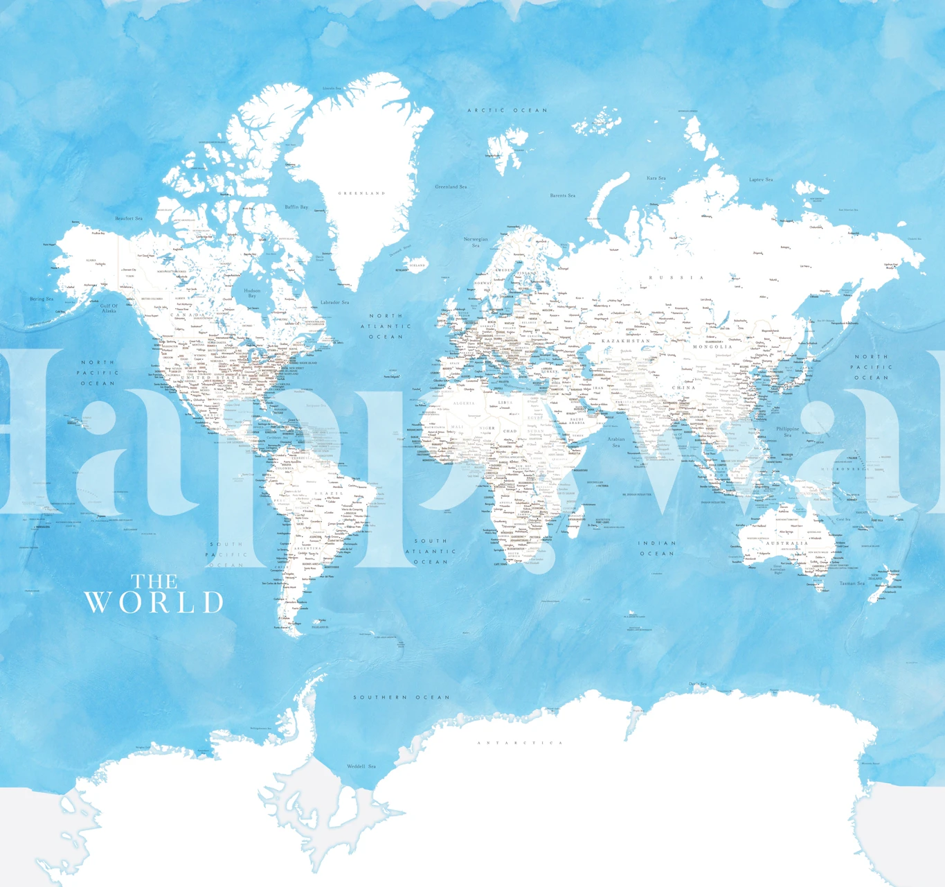 World Map Naolin Antarctica wallpaper in una stanza