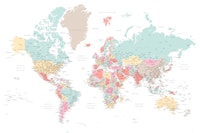 Detailed world map Pastella papiers peint