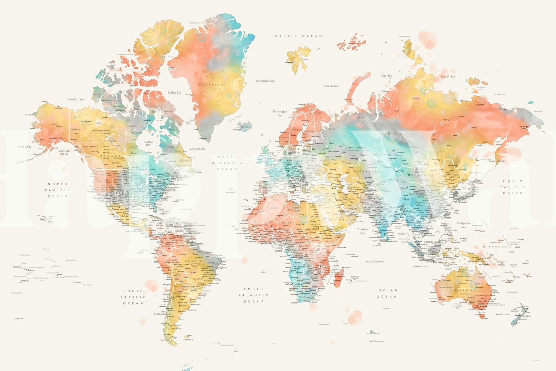 Detailed World Map Fifi Wallpaper | Happywall