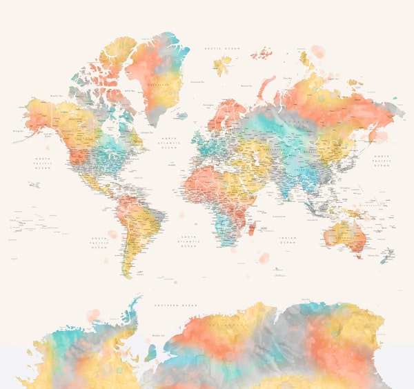 World map Fifi Antarctica