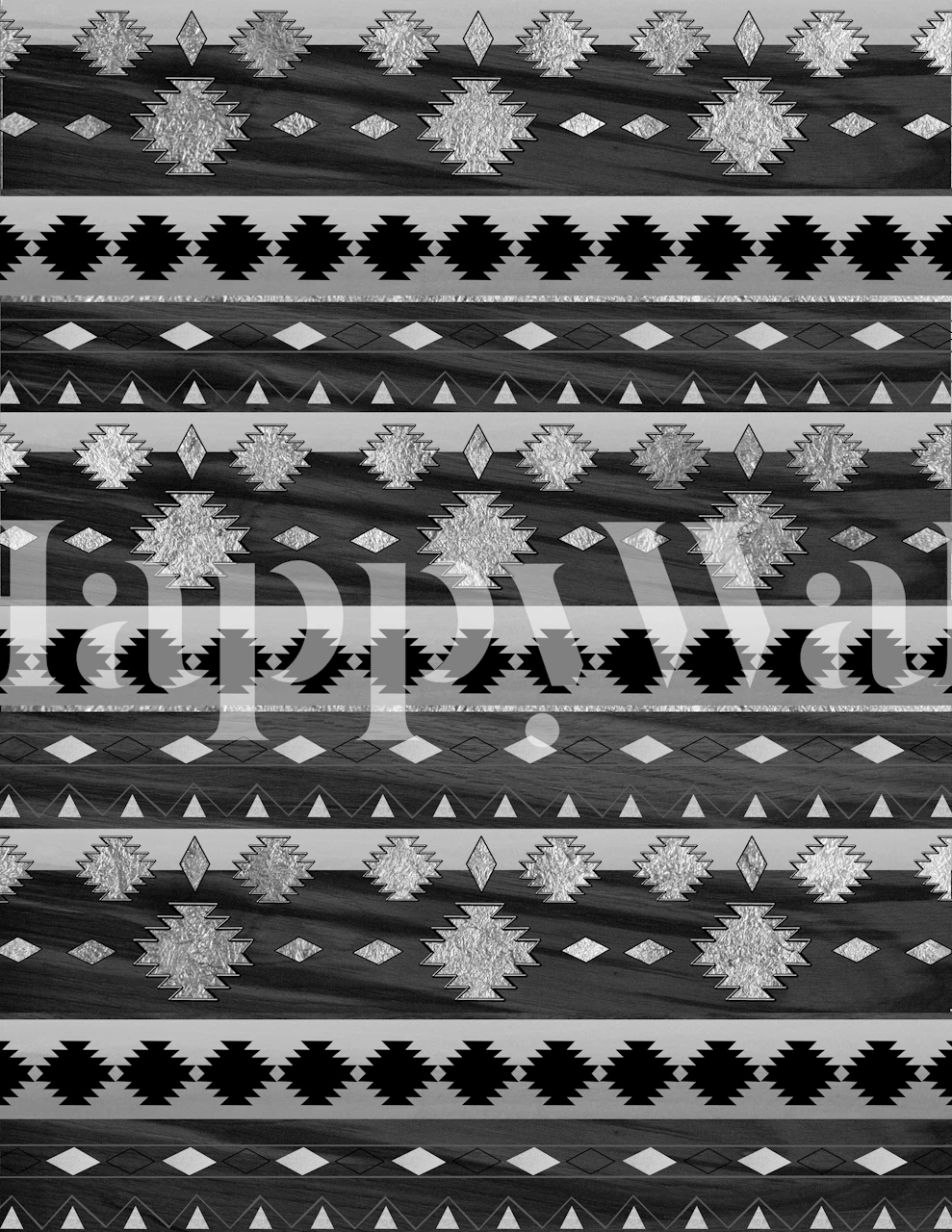 Monokrom tribal bohemiskt chic mönster väggmålning