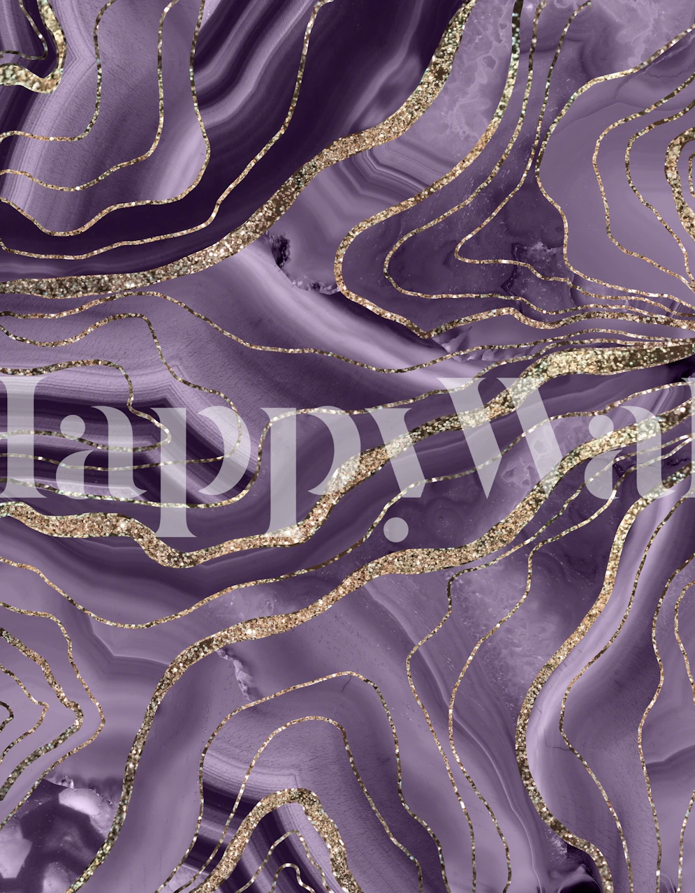 Lavender Agate Gold Glitter Tapete in einem Zimmer