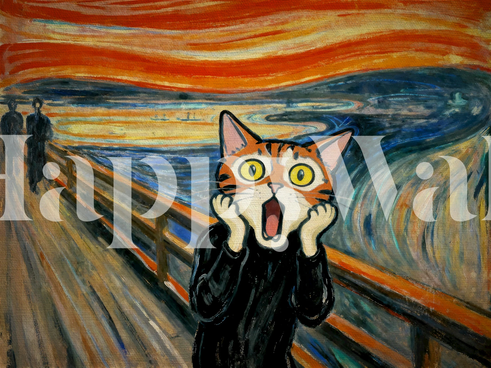 Playful cat wallpaper in a colorful setting