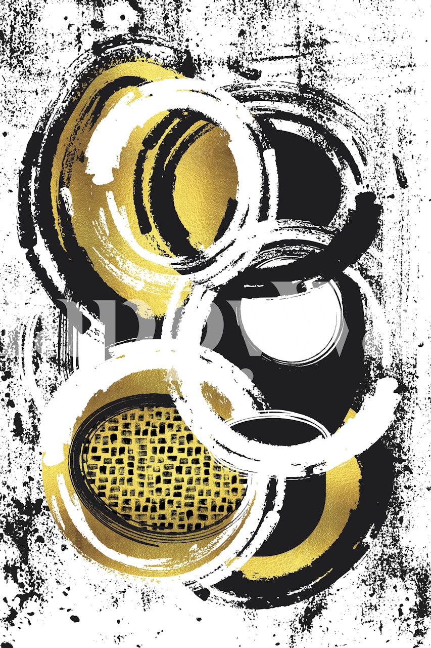 Abstracte schilderij met goud en zwart