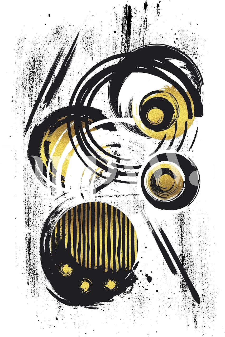 Funky circles abstract art wallpaper in a room