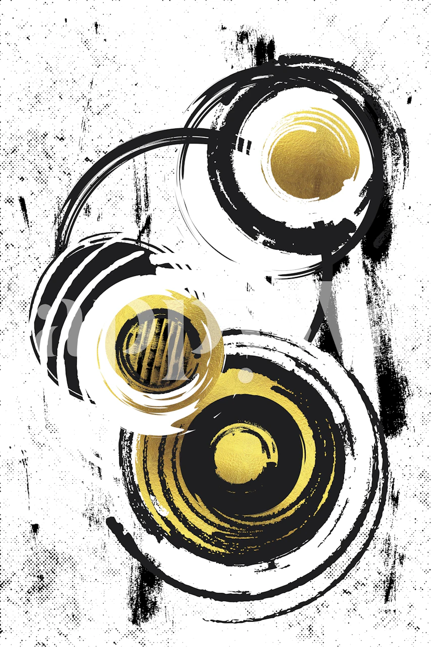 Abstract painting design i gull og svart