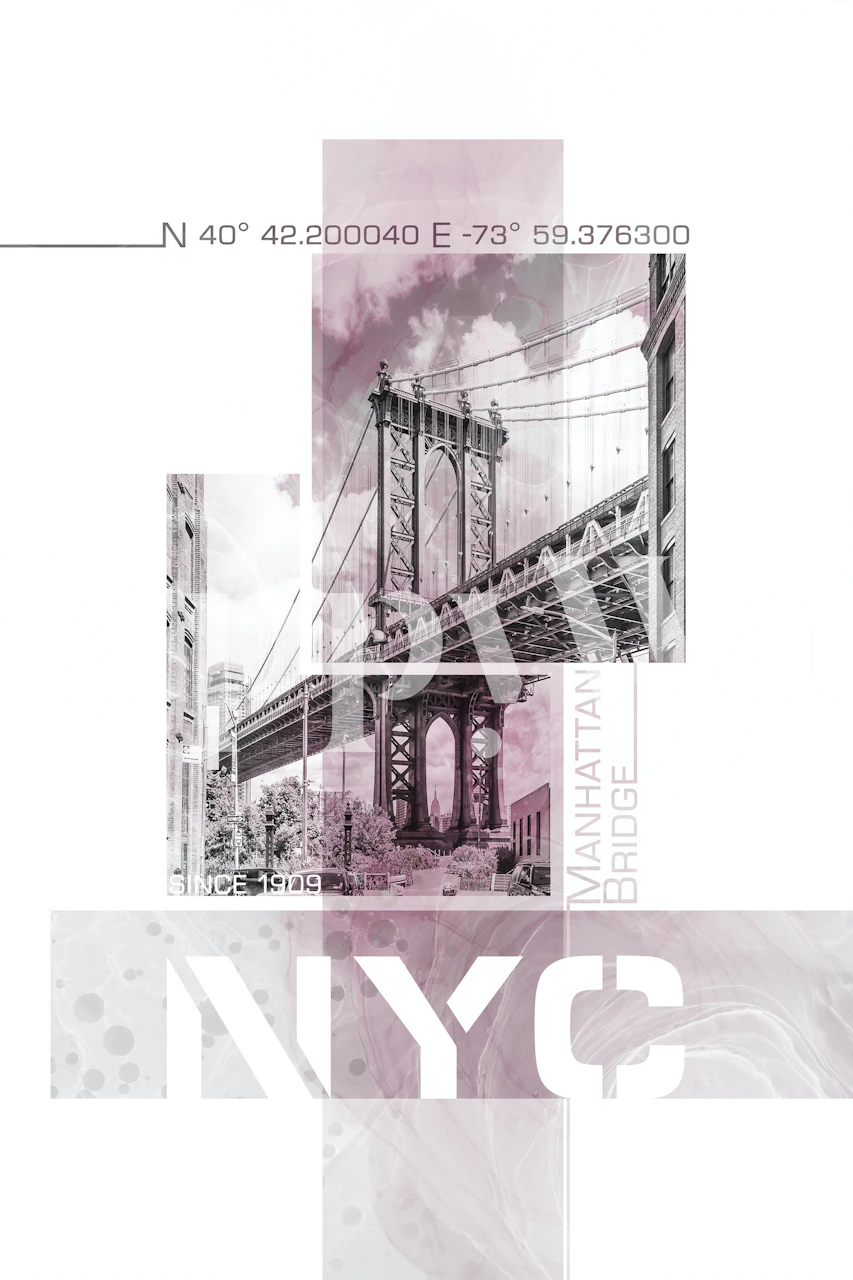 NYC Manhattan Bridge wallpaper in a room