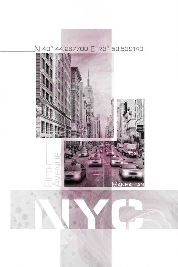 NYC Fifth Avenue Traffic pink